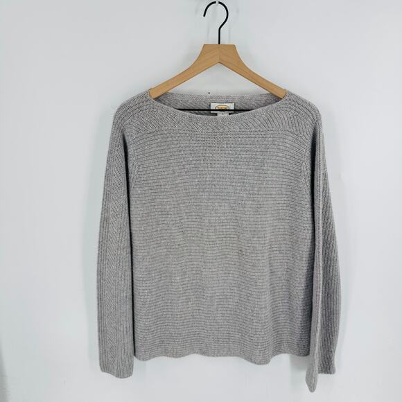 Vintage Talbots 100% Cashmere Gray Knit Sweater Size L Classic Timeless Luxury - Picture 1 of 8
